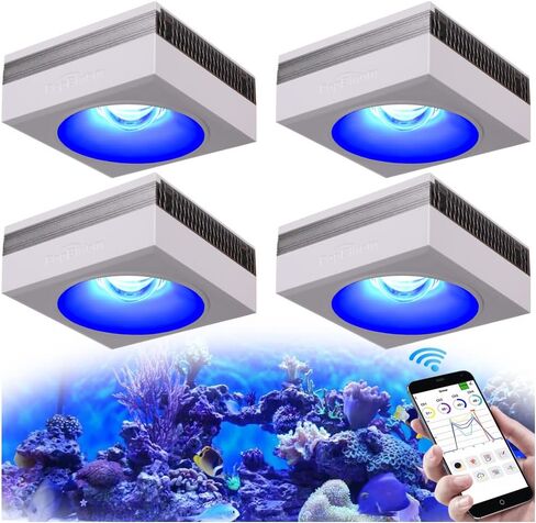 PopBloom WiFi Aquarium LED 100W Reef Light, APP Program Full Spectrum Marine Aquarium Light for SPS/LPS Coral Reef Growing Saltwater Fish Tanks (1 lamp with Hang Kit) in Saudi Arabia