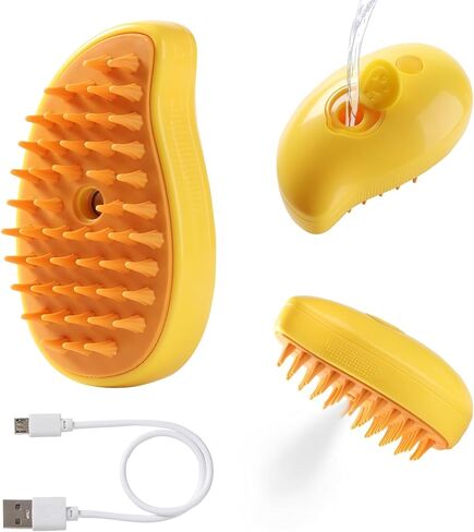 Cat Steam Brush for Cat and Dog Deshedding-Rechargeable 3-in-1 Cat Steam Grooming Brush Removes Shedding Fur and Stray Hairs, Cat Hair Steam Brush for Massage, Spritz Defur Comb for Cats (Green) in Saudi Arabia