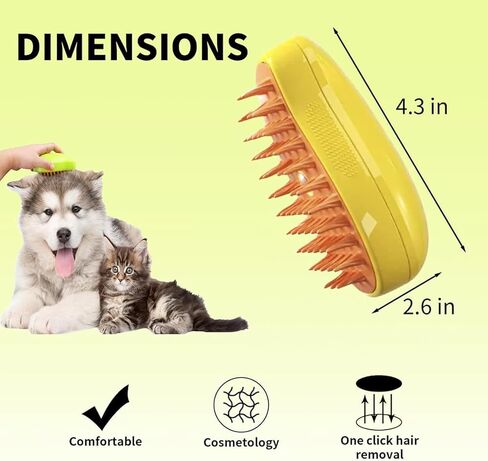 Cat Steam Brush for Cat and Dog Deshedding-Rechargeable 3-in-1 Cat Steam Grooming Brush Removes Shedding Fur and Stray Hairs, Cat Hair Steam Brush for Massage, Spritz Defur Comb for Cats (Green) in Saudi Arabia