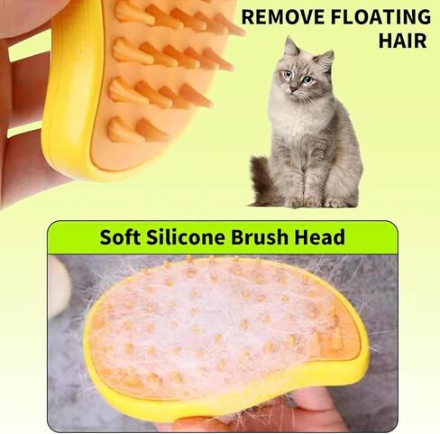 Cat Steam Brush for Cat and Dog Deshedding-Rechargeable 3-in-1 Cat Steam Grooming Brush Removes Shedding Fur and Stray Hairs, Cat Hair Steam Brush for Massage, Spritz Defur Comb for Cats (Green) in Saudi Arabia