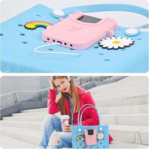 Silicone Phone Holder Suitable for Bogg Bag, Silicone Charm Insert Accessories and Attachment for Bogg Beach Bags, Phone Holder Attachment for Silicone Beach Bag, Size Fits for Insert for Most Phone in Saudi Arabia