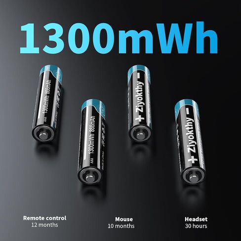 Lithium AAA Batteries, 1.5V 1300mWh Rechargeable Li-ion Battery Pre-Charged Triple A Battery 2.5A High Power, 1.5H Fast Charging 1200 Cycles Long-Lasting for Flashlight Headlamp Toys in Saudi Arabia