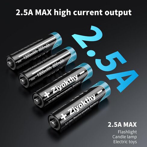 Lithium AAA Batteries, 1.5V 1300mWh Rechargeable Li-ion Battery Pre-Charged Triple A Battery 2.5A High Power, 1.5H Fast Charging 1200 Cycles Long-Lasting for Flashlight Headlamp Toys in Saudi Arabia
