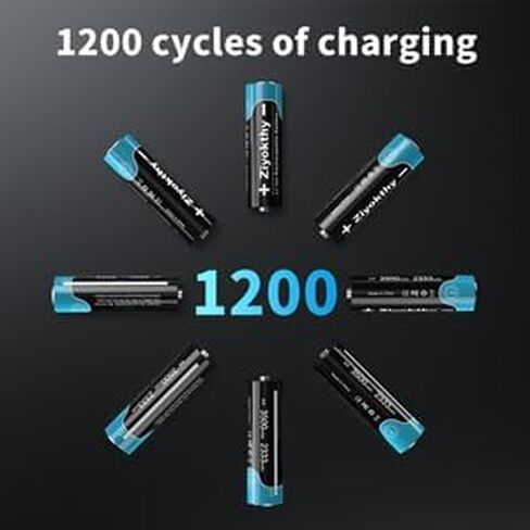 Lithium AAA Batteries, 1.5V 1300mWh Rechargeable Li-ion Battery Pre-Charged Triple A Battery 2.5A High Power, 1.5H Fast Charging 1200 Cycles Long-Lasting for Flashlight Headlamp Toys in Saudi Arabia