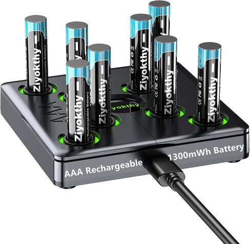 Lithium AAA Batteries, 1.5V 1300mWh Rechargeable Li-ion Battery Pre-Charged Triple A Battery 2.5A High Power, 1.5H Fast Charging 1200 Cycles Long-Lasting for Flashlight Headlamp Toys in Saudi Arabia