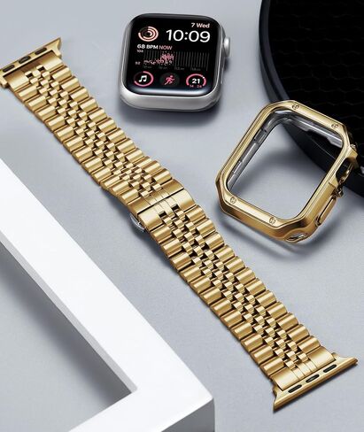 حزام معدني BINLUN متوافق مع سوار ساعة Apple 45 مم 44 مم 42 مم 41 مم 40 مم 38 مم للرجال والنساء، أحزمة بديلة من الفولاذ المقاوم للصدأ مع جراب TPU مناسب لسلسلة حزام iWatch 9/8/7/SE2/SE/6/5/4/3/2/ 1 in Saudi Arabia