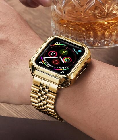 حزام معدني BINLUN متوافق مع سوار ساعة Apple 45 مم 44 مم 42 مم 41 مم 40 مم 38 مم للرجال والنساء، أحزمة بديلة من الفولاذ المقاوم للصدأ مع جراب TPU مناسب لسلسلة حزام iWatch 9/8/7/SE2/SE/6/5/4/3/2/ 1 in Saudi Arabia