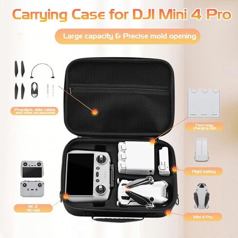 حافظة Mini 4 Pro حافظة حماية صلبة محمولة للسفر حقيبة حمل لـ DJI Mini 4 Pro مع وحدة تحكم DJI RC 2/RC-N2 Fly المزيد من الملحقات كومبو in Kuwait