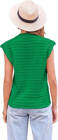 Women's Summer Sweater Vest Short Sleeve Casual Ribbed Pullover Tank Tops 2024 Summer Clothes Red 2XL in Kuwait