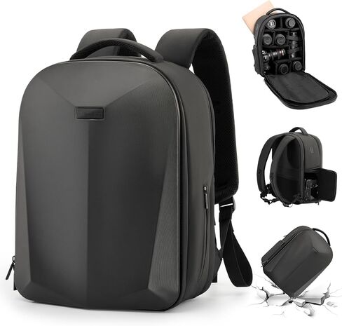حقيبة ظهر للكاميرا صلبة، حقيبة كاميرا كبيرة مقاومة للماء للتصوير الفوتوغرافي مع حجرة كمبيوتر محمول مقاس 15.6 بوصة، حقيبة كاميرا للسفر للمصورين والنساء والرجال لكاميرا Canon Nikon Sony DSLR SLR بدون مرآة in Kuwait