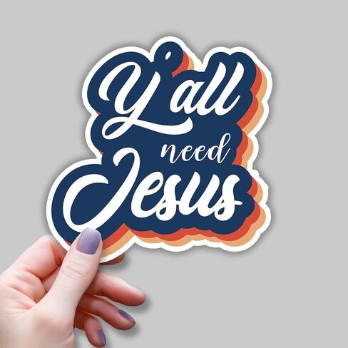 (3 pcs) Y'all Need Jesus Sticker Christian Bible Verse Jesus Vinyl Decal Motivation Inspirational Quotes Stickers for Books Laptops Phonecase Water Bottles Kindles Car Hard Hat -2.9x3 in Saudi Arabia