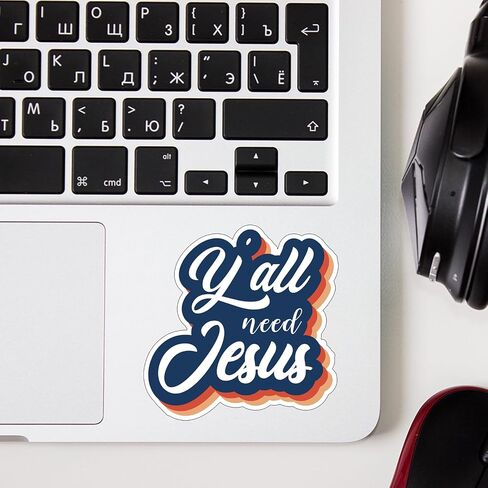(3 pcs) Y'all Need Jesus Sticker Christian Bible Verse Jesus Vinyl Decal Motivation Inspirational Quotes Stickers for Books Laptops Phonecase Water Bottles Kindles Car Hard Hat -2.9x3 in Saudi Arabia