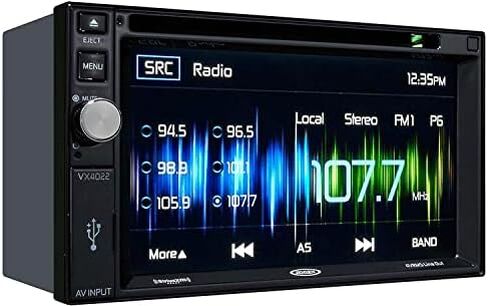 Jensen VX4022A مستقبل A/V للوسائط المتعددة مع DVD، BT مدمج، مدخلات HDMI/USB/SD/AV، شاشة لمس TFT عالية الدقة 6.2 بوصة، 5 ألوان واجهة مستخدم قابلة للاختيار، DIN مزدوج، تحسين ألوان RGB (متجدد) in Saudi Arabia