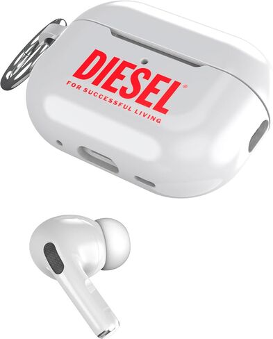 Diesel Case Compatible with Airpods Pro/Airpods Pro 2, TPU Protective Earbud Cover, Wireless Charging Compatible, Bluetooth Earphone Carry Case, Gloss Finish, White in Saudi Arabia