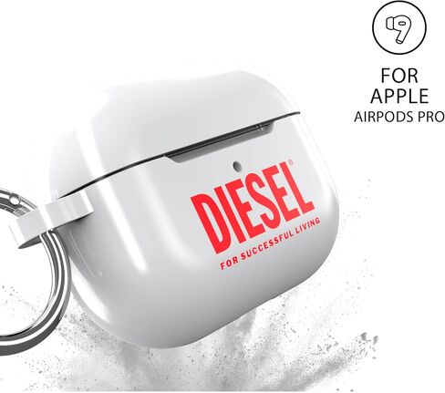 Diesel Case Compatible with Airpods Pro/Airpods Pro 2, TPU Protective Earbud Cover, Wireless Charging Compatible, Bluetooth Earphone Carry Case, Gloss Finish, White in Saudi Arabia