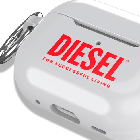 Diesel Case Compatible with Airpods Pro/Airpods Pro 2, TPU Protective Earbud Cover, Wireless Charging Compatible, Bluetooth Earphone Carry Case, Gloss Finish, White in Saudi Arabia