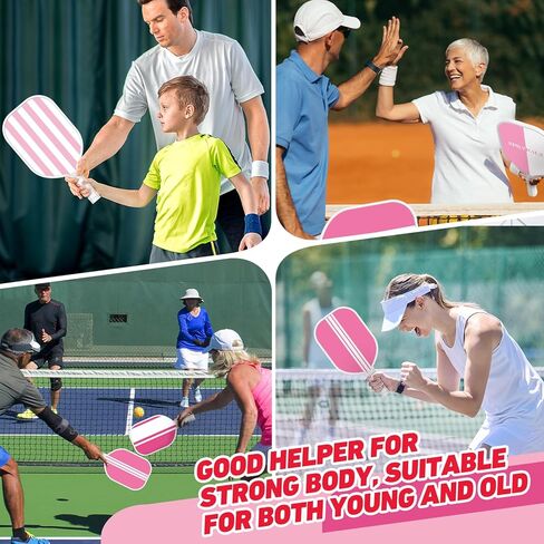 مجموعة مجاديف Pickleball المكونة من 4 قطع، مجموعة كرات Pickleball الخشبية الفاخرة المعتمدة من الولايات المتحدة الأمريكية مع 4 كرات Pickleball و1 حقيبة حمل مضارب Pickleball مع قبضة وسادة مريحة للمبتدئين والمحترفين هدايا للنساء والشباب in Kuwait