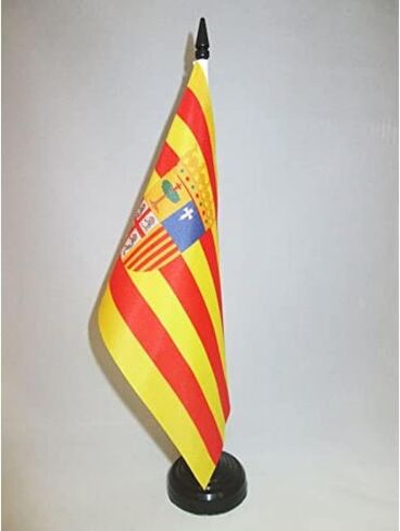 AZ FLAG Valencian Community Independentist Table Flag 4'' x 6'' - Valencia Nationalist Desk Flag 15 x 10 cm - Black Plastic Stick and Base in Saudi Arabia