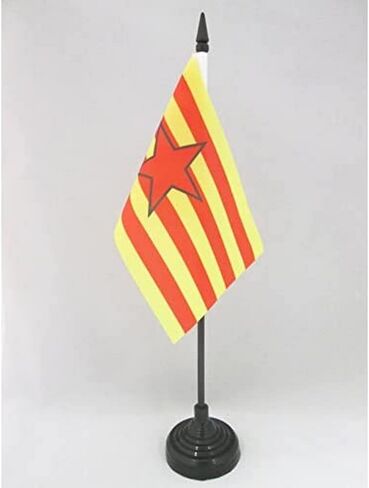 AZ FLAG Valencian Community Independentist Table Flag 4'' x 6'' - Valencia Nationalist Desk Flag 15 x 10 cm - Black Plastic Stick and Base in Saudi Arabia