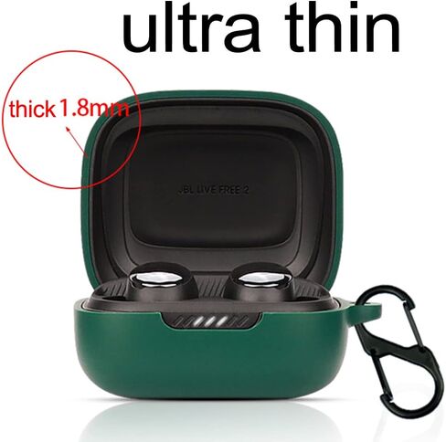 Compatible for JBL Live Free 2 TWS Headphone Case, [Supports Wireless Charging] [Shockproof Protective Case] Silicone Headphone Case (Blue-Green) in Saudi Arabia