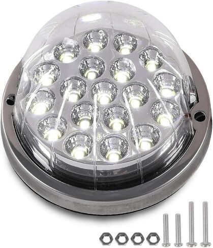 PIT66 2 قطعة 4 بوصة مستديرة 12 LED عكس أضواء الذيل الاحتياطية شاحنة مقطورة مصباح عدسة واضحة 12 فولت عالمي متوافق مع الشاحنات والمقطورات والجرارات نصف مقطورة تفريغ شاحنة حافلة قارب in Kuwait