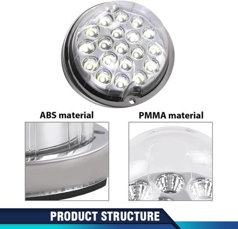 PIT66 2 قطعة 4 بوصة مستديرة 12 LED عكس أضواء الذيل الاحتياطية شاحنة مقطورة مصباح عدسة واضحة 12 فولت عالمي متوافق مع الشاحنات والمقطورات والجرارات نصف مقطورة تفريغ شاحنة حافلة قارب in Kuwait
