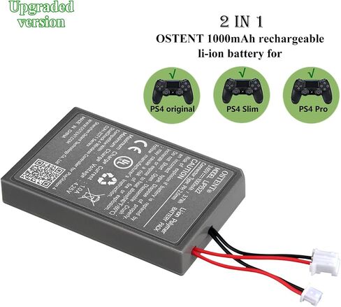 OSTENT 3.65V 1000mAh LIP1522 Rechargeable Li-ion Battery Pack for Sony PS4 Bluetooth Wireless Dual Shock Controller CUH-ZCT1 Series (CUH-ZCT1E/CUH-ZCT1U) First Generation Old Version Big Connector in Saudi Arabia