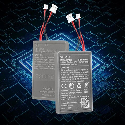 OSTENT 3.65V 1000mAh LIP1522 Rechargeable Li-ion Battery Pack for Sony PS4 Bluetooth Wireless Dual Shock Controller CUH-ZCT1 Series (CUH-ZCT1E/CUH-ZCT1U) First Generation Old Version Big Connector in Saudi Arabia