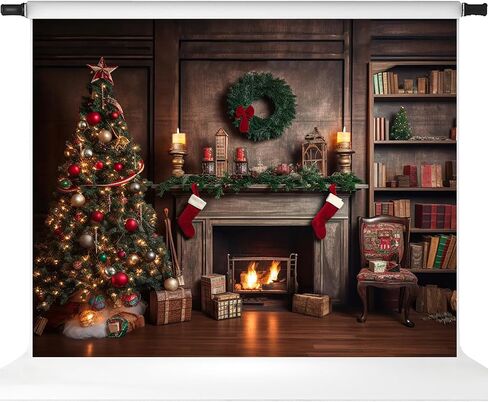 Christmas Fireplace Backdrop Xmas Family Photo Background Kate Santa Gift Decorations, 10x8ft in Saudi Arabia