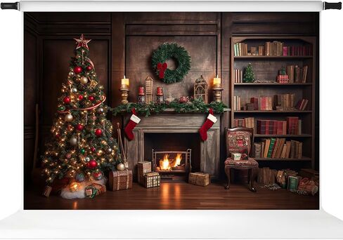 Christmas Fireplace Backdrop Xmas Family Photo Background Kate Santa Gift Decorations, 10x8ft in Saudi Arabia