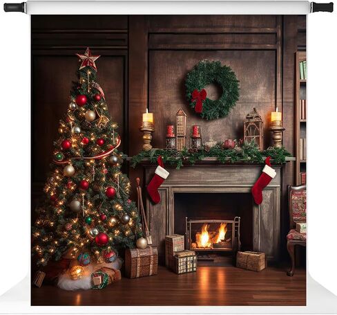 Christmas Fireplace Backdrop Xmas Family Photo Background Kate Santa Gift Decorations, 10x8ft in Saudi Arabia