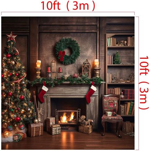 Christmas Fireplace Backdrop Xmas Family Photo Background Kate Santa Gift Decorations, 10x8ft in Saudi Arabia