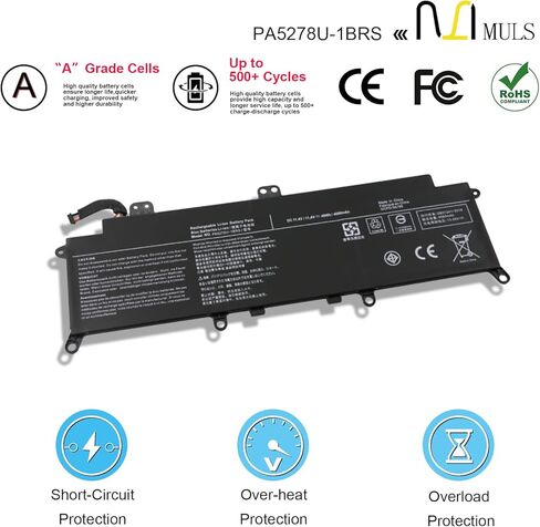 MULS PA5278U-1BRS Laptop Battery for Toshiba Portege X30 X30-D X30-D-10L X30-D-10M X30-D-10V Tecra X40 X40-D DYNABOOK Portege X30-F X30-F-10L PT28U-0LN03X 48Wh 4080mAh 11.4V in Saudi Arabia