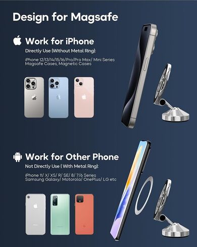 [2024 High-End] for iPhone 16 MagSafe Car Mount Dashboard [360° Rotation All-Metal] Strongest Magnetic Phone Holder for Car, iPhone Car Holder Mount Fit for iPhone 16 15 14 13 12 Pro Max Plus Mini ﻿ in Saudi Arabia