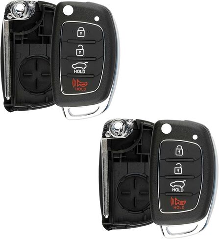 2X KeylessOption Keyless Entry Remote Car Key Fob Shell Case 4-Button Flip Replacement for 2013 2014 2015 2016 2017 2018 2019 Hyundai Santa Fe Tucson (TQ8-RKE-3F04, TQ8-RKE-4F31, TQ8-RKE-4F25) in Saudi Arabia