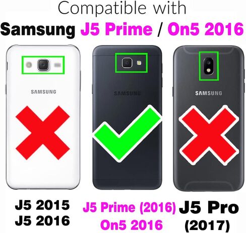 Asuwish متوافق مع حافظة Samsung Galaxy J5 Prime 2016 وواقي شاشة من الزجاج المقوى وملحقات الخلايا وحامل البطاقات وفتحة ومسند رخامي وأغطية هاتف لهاتف Gaxaly J5Prime SM-G570M أسود in Saudi Arabia