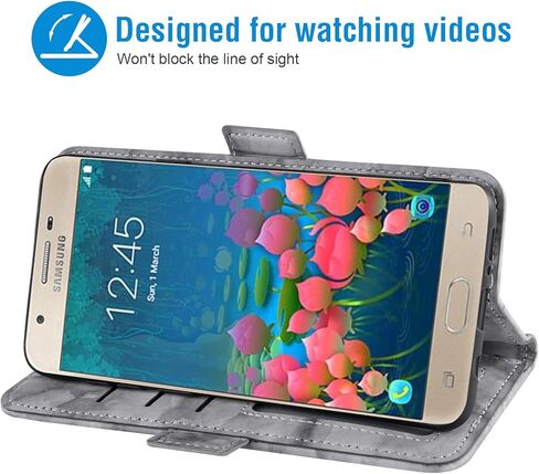 Asuwish متوافق مع حافظة Samsung Galaxy J5 Prime 2016 وواقي شاشة من الزجاج المقوى وملحقات الخلايا وحامل البطاقات وفتحة ومسند رخامي وأغطية هاتف لهاتف Gaxaly J5Prime SM-G570M أسود in Saudi Arabia
