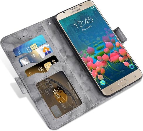 Asuwish متوافق مع حافظة Samsung Galaxy J5 Prime 2016 وواقي شاشة من الزجاج المقوى وملحقات الخلايا وحامل البطاقات وفتحة ومسند رخامي وأغطية هاتف لهاتف Gaxaly J5Prime SM-G570M أسود in Saudi Arabia