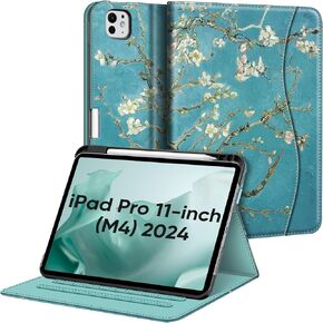 Fintie Folio Case for iPad Pro 11-inch (M4) 2024 (Model Number: A2836/A2837/A3006), Magnetic Multi-Angle Smart Stand Cover with Built-in Pencil Holder & Pocket, Auto Sleep/Wake, Lilac Marble
