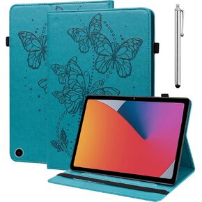 Case for Amazon Kindle Fire Max 11 Case (13th Generation, 2023 Release) 11",PU Leather Folio Stand Embossed Butterfly Stand Cover with Elastic Band Stylus for Fire Max 11 Tablet - Purple