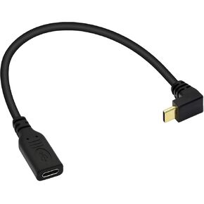 SinLoon USB C Extension Cable Type C Male to Female Short Cable Right Angle 90 Degree USB 3.1 10Gbps Fast Charging 4K HD Video Audio Data Transfer Cord for Laptop & Tablet & Mobile Phone (-)
