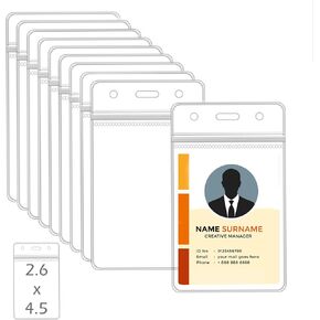 50 قطعة من حامل الشارات الرأسي الشفاف، حاملات شارات بلاستيكية للحبال مع سحاب مقاوم للماء قابل للإغلاق، حاملات شارات الاسم لـ RFID/القرب/مسح الشارة/بطاقات الائتمان، 4.75 × 2.6 بوصة in Kuwait