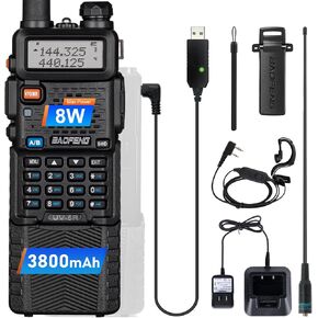 Baofeng UV-5R 8W High Power Ham Radio Rechargeable 3800mAh Battery Long Range Rechargeable Two Way Radio Walkie Talkies for Adults with Earpiece