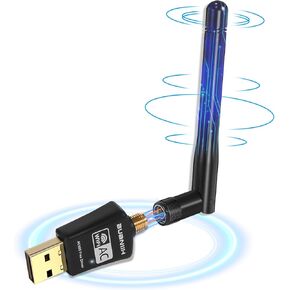 USB Wireless for PC,USB WiFi Adapter for PC,2.4GHz/5GHz,1300Mbps USB 3.0 Wireless WiFi Dongle,High Gain Dual Band 5dBi Antenna, Support Windows 11/10/8.1/8/7/XP, Mac OS 10.9-10.15