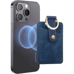 for MagSafe Wallet with Ring Stand, 3-Card Holder, Magnetic Wallet for iPhone 16/15/14/13/12 Series, Retro Vegan Leather Magnetic Phone Wallet CXKB Black