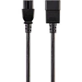 Monoprice 3-Prong Power Cord - 6 Feet - Black | IEC 60320 C20 to IEC 60320 C15, 14AWG, 15A, for Network Hardware or Other High-Temperature Equipment