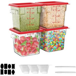22 QT Commercial NSF Food Storage Containers: 6 PCS [Sous Vide] Clear Sous Vide Container with Lids Scales Handles for Home Restaurant Kitchen Storage Dough Proofing