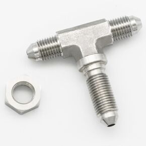 Stainless Steel -3 AN Male Flare Bulkhead Union Brake Hose Fitting with AN3 Bulkhead Lock Nut, 90 Degree