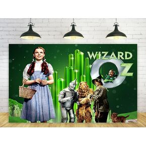 Green Castle Backdrop for Birthday Party Decorations Background for Party Cake Table Decorations Wizard of OZ Theme Banner 5x3ft