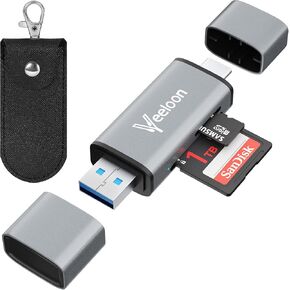 SD Card Reader,Dual Connector USB 3.0 A and Type C to SD/TF Memory Card Reader portable 2 at once with protective case for laptop Macbook lphone,Supports SD/Micro SD/SDXC/SDHC/MMC/RS-MMC/UHS-I